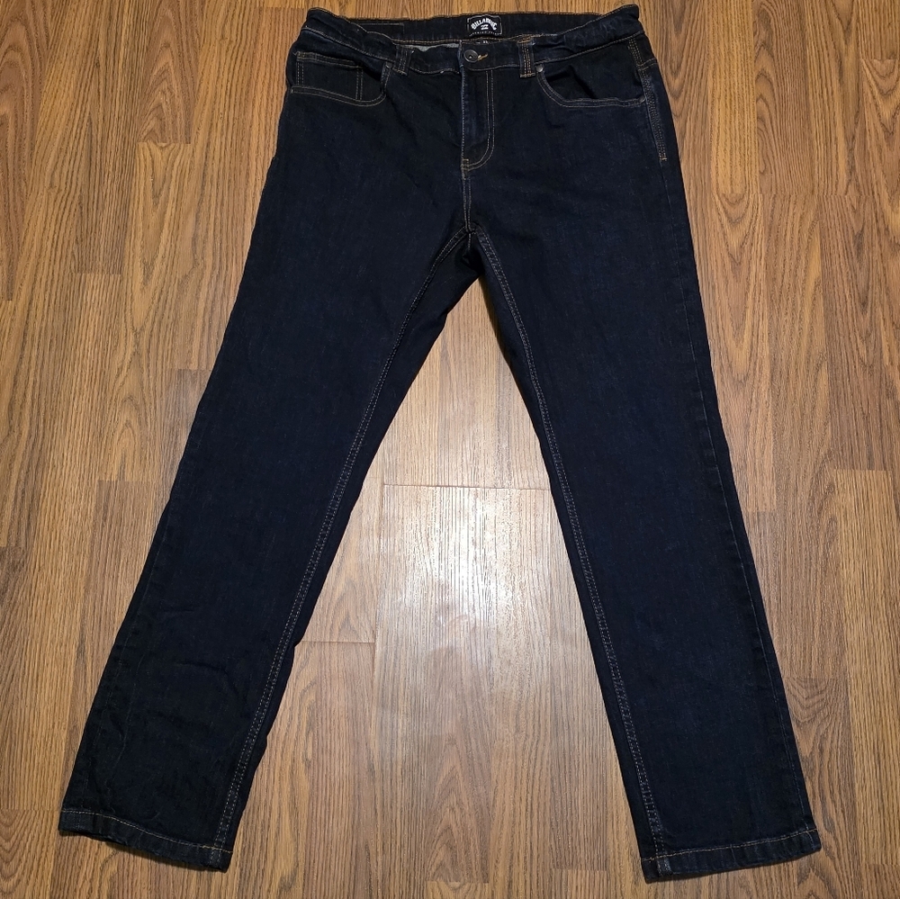 Billabong Slim Straight Jeans Mens W33 Dark Blue Denim Skate Surf Casual D98